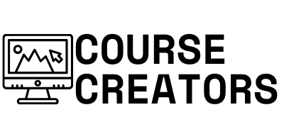 A computer monitor icon displaying a landscape and cursor is next to the bold text "COURSE CREATORS" on a light gray background.